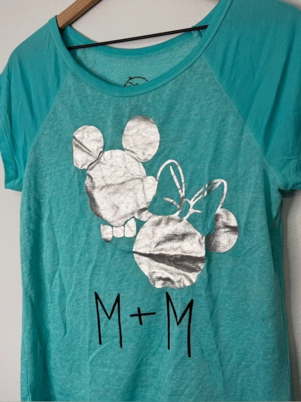Disney Teal Short-Sleeve Tee with Silver Minnie-Inspired Graphic